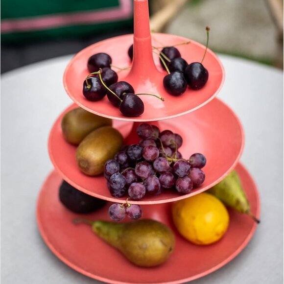 Koziol Babell Etagere Red Plastic Christmas Tree Tidbit Serving Tray 3 Tier Dish - Picture 5 of 14